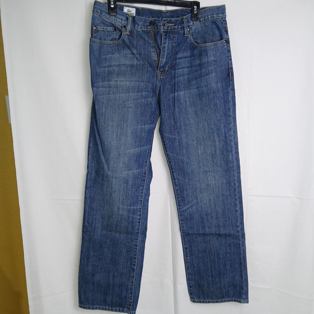 Lacoste Jeans Men's 42 Blue Denim Cotton Stretch Mid Rise‎ Straight Leg 32x32